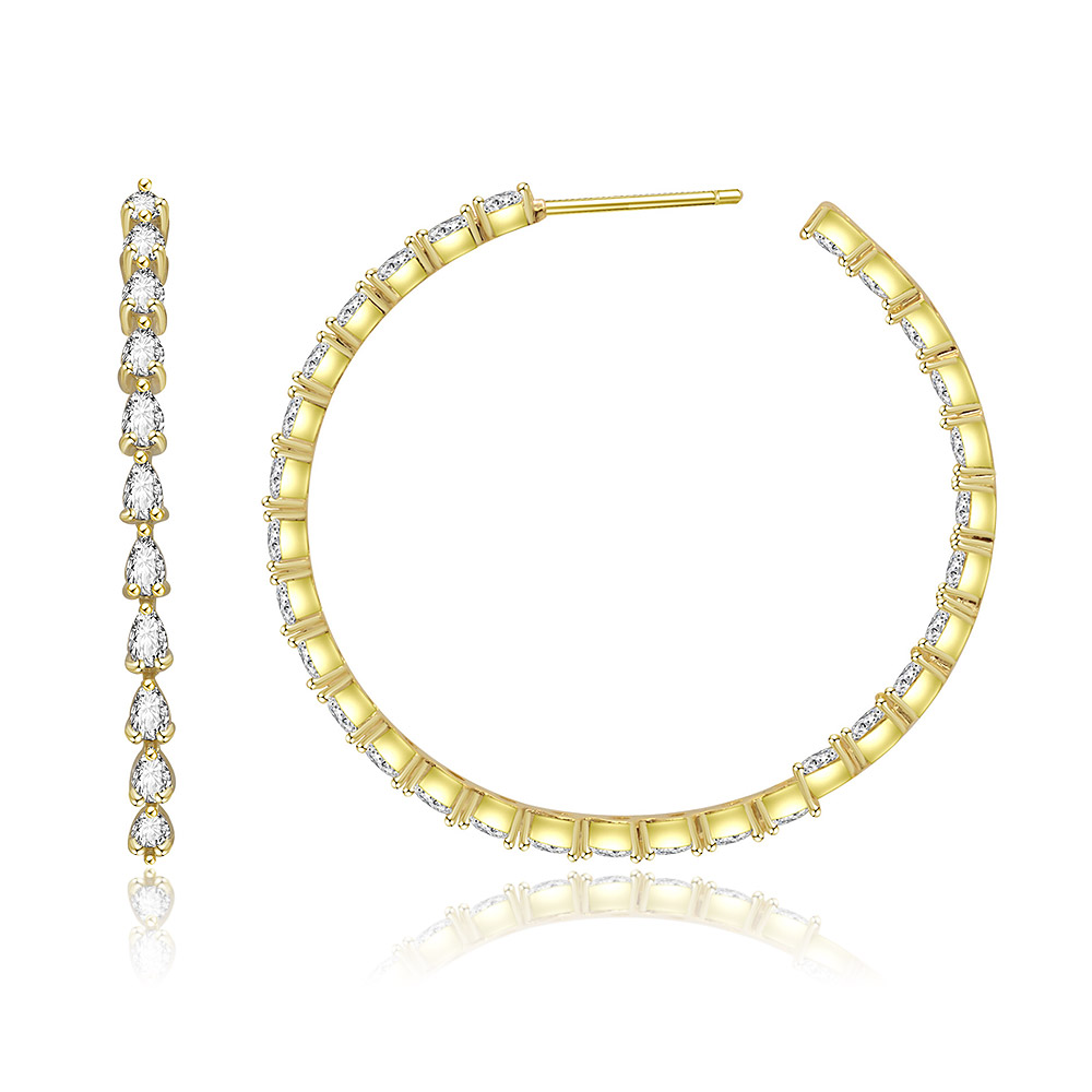 Gold Marquise Half Hoop Earrings